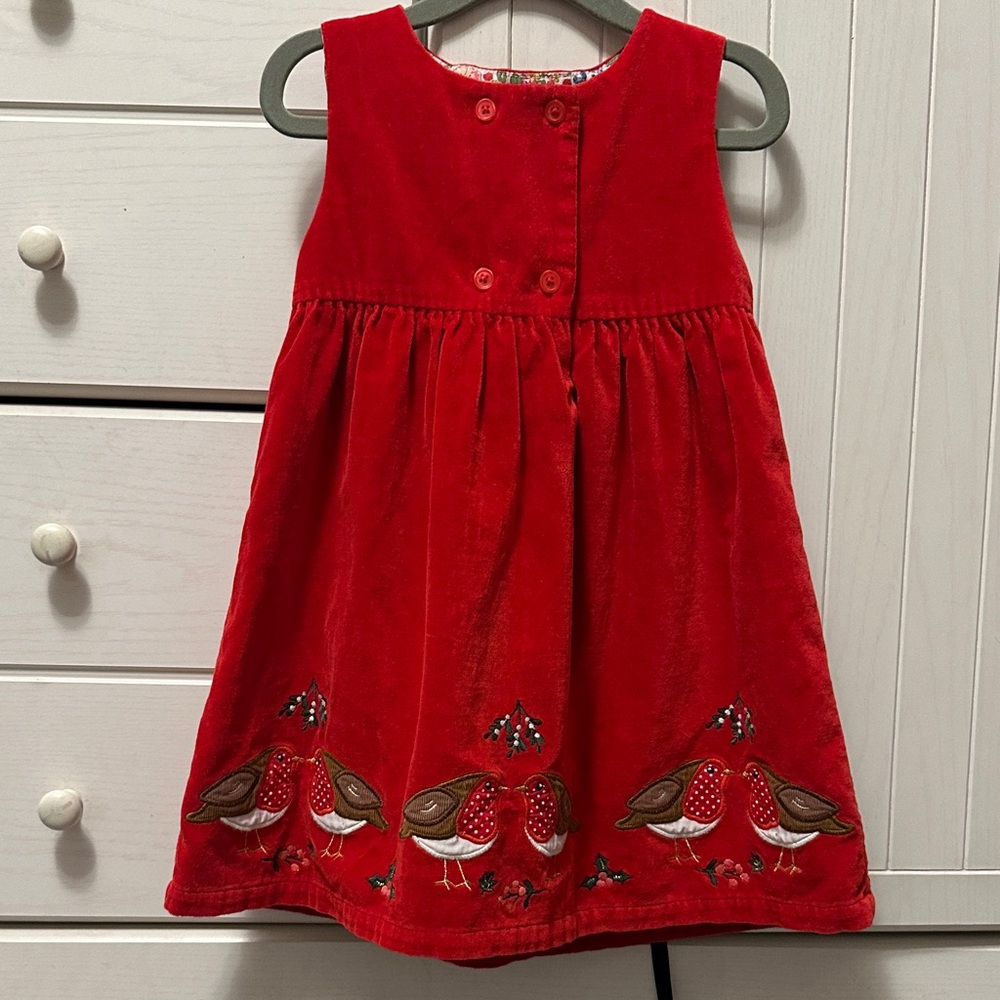 Baby Boden red velour dress 2/3